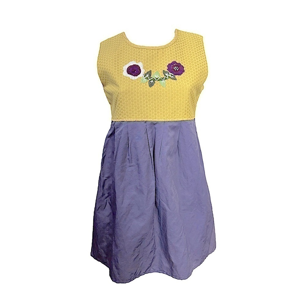 Jack BB Dakota Short Dress Yellow Purple Floral Boho Sleeveless Women M